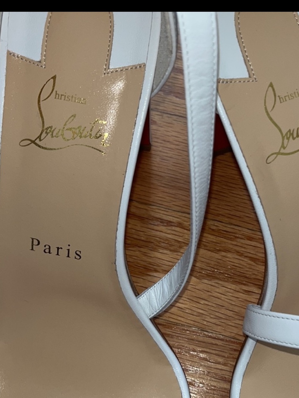 Christian Louboutin White Strappy Block Heel Sandals with Signature Red Sole - Picture 4 of 12